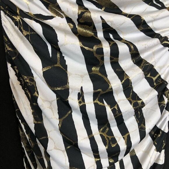 Frank Lyman Design Black & White Zebra Paneled Sleeveless Sheath Dress Size 14 - Picture 4 of 10